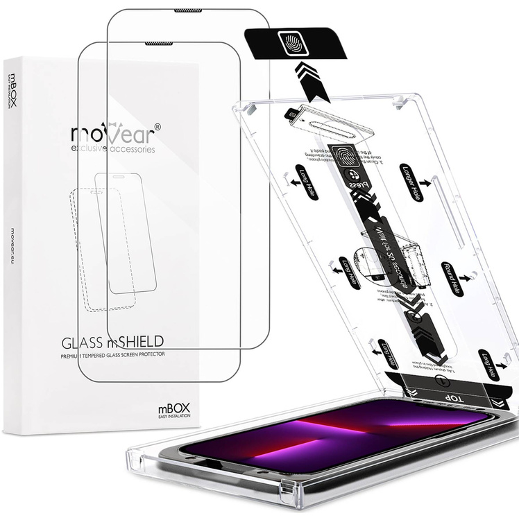 2 szt. | moVear mBOX GLASS mSHIELD 2.5D do Apple iPhone 14 Plus / 13 Pro Max (6.7") (łatwy montaż)