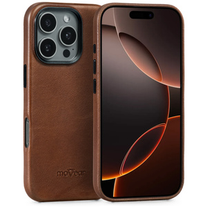 moVear backCover 4S Skórzane plecki do Apple iPhone 16 Pro Max (6.9") | kompatybilne z MagSafe, Skóra naturalna olejowana (Ciemnobrązowa)
