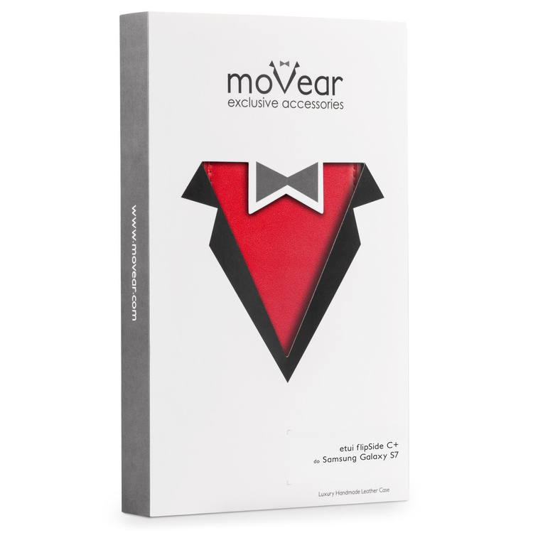 moVear flipSide C+ Skórzane Etui do Samsung Galaxy S7 | Skóra Gładka | Czerwony