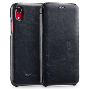 moVear flipSide S skórzane etui do Apple iPhone Xr (6.1") | Skóra naturalna vintage (Czarna)