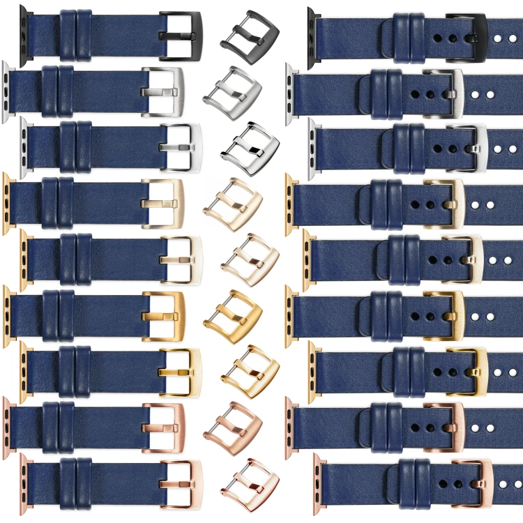 moVear Prestige S1 Skórzany pasek 20mm do Apple Watch 10 / 9 / 8 / 7 / 6 / 5 / 4 / SE (46/45/44mm) & Ultra (49mm) | Granatowy [adapter i klamra do wyboru]