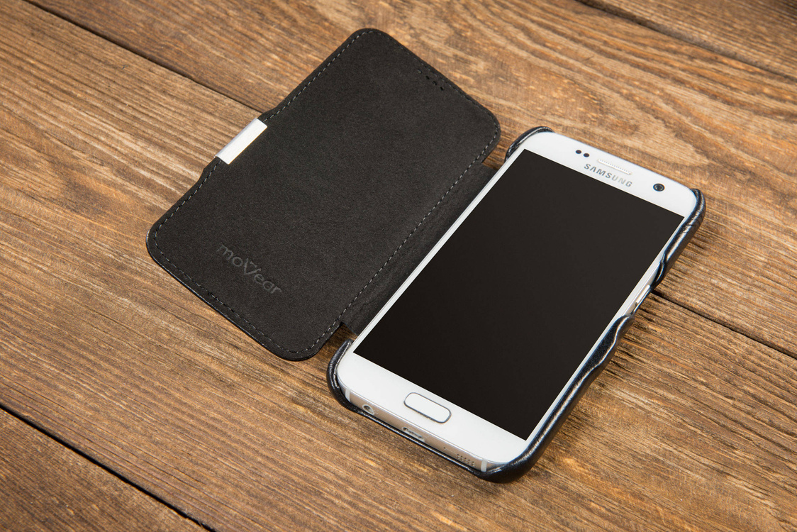 moVear flipSide C+ Skórzane Etui do Samsung Galaxy S7 | Skóra Vintage | Czarny