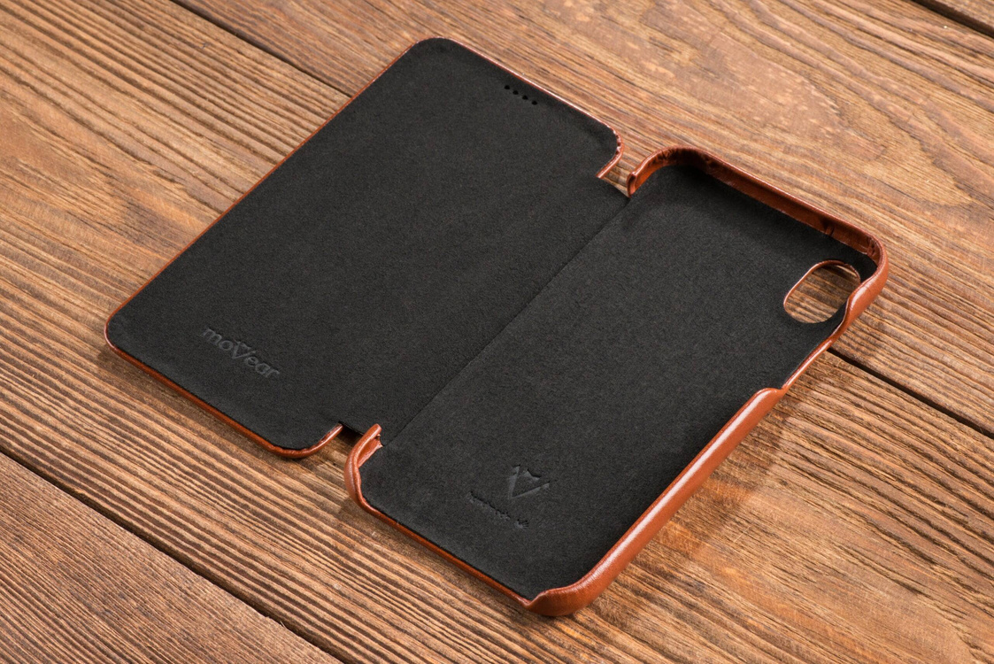 moVear flipSide S skórzane etui do Apple iPhone Xr (6.1") | Skóra naturalna vintage (Brązowa)