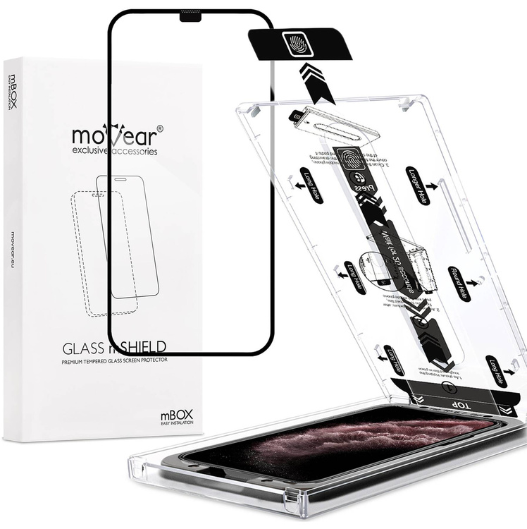 moVear mBOX GLASS mSHIELD 2.5D MAX do Apple iPhone 11 Pro Max / Xs MAX (6.5") (łatwy montaż)