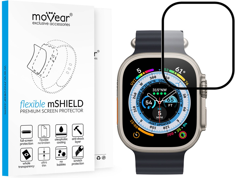 moVear flexible mSHIELD 2D do Apple Watch Ultra (49mm) (1.92"). Pancerne szkło hybrydowe.