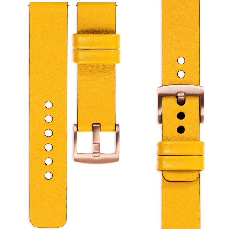moVear Prestige S1 Skórzany pasek 20mm do Huawei Watch GT 3 2 1 / Pro (43/42mm) | Żółty [rozmiary XS-XXL i klamra do wyboru]