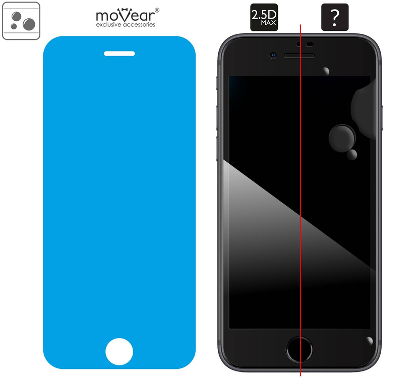 moVear GLASS mSHIELD 2.5D MAX do Apple iPhone 6 Plus / 6s Plus (5.5") (kompatybilne z etui)