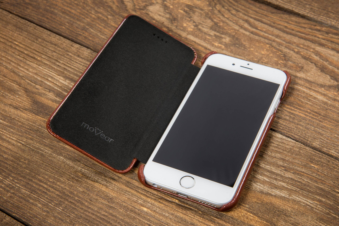 moVear flipSide S skórzane etui do Apple iPhone SE (2022 / 2020) / 8 / 7 (4.7") | Skóra naturalna vintage (Brązowa)