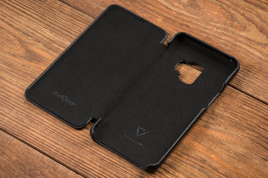 moVear flipSide S skórzane etui do Samsung Galaxy S9 (5.8") | Skóra naturalna nappa (Czarna)
