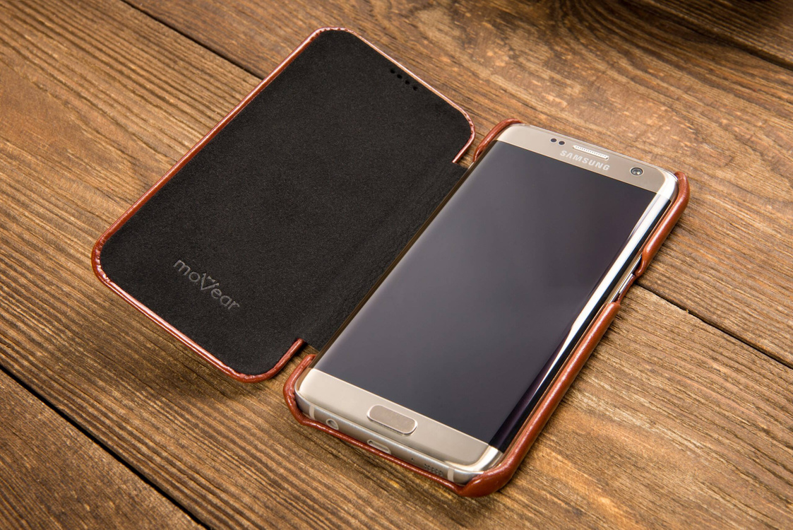 moVear flipSide S skórzane etui do Samsung Galaxy S7 edge (5.5") | Skóra naturalna vintage (Brązowa)
