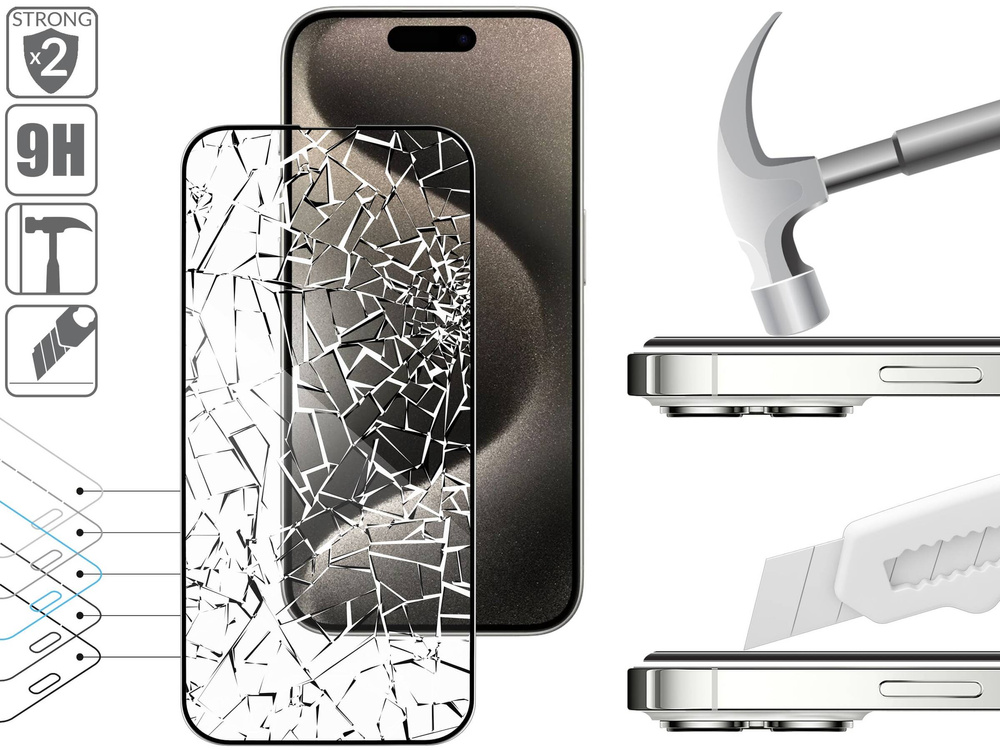 2 szt. | moVear mBOX GLASS mSHIELD 3D PRO do Apple iPhone 15 Pro (6.1") (łatwy montaż)