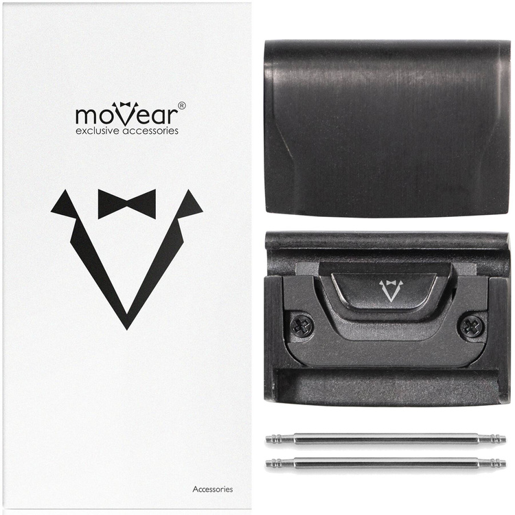 moVear | Adapter paska 22mm do Garmin QuickFit 26mm Fenix / Epix / Quatix / Tactix / Enduro - 51mm | Czarny Stal nierdzewna +PVD