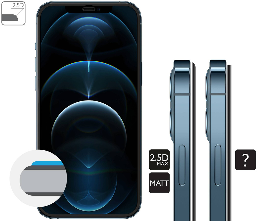 2 szt. | moVear GLASS mSHIELD 2.5D MAX MATT do Apple iPhone 12 Pro Max (6.7") (Antyrefleksyjne, kompatybilne z etui)