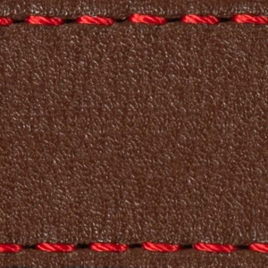 Pasek C1 22mm | Ciemnobrązowy / Czerwona nić | Części skórzane bez klamry