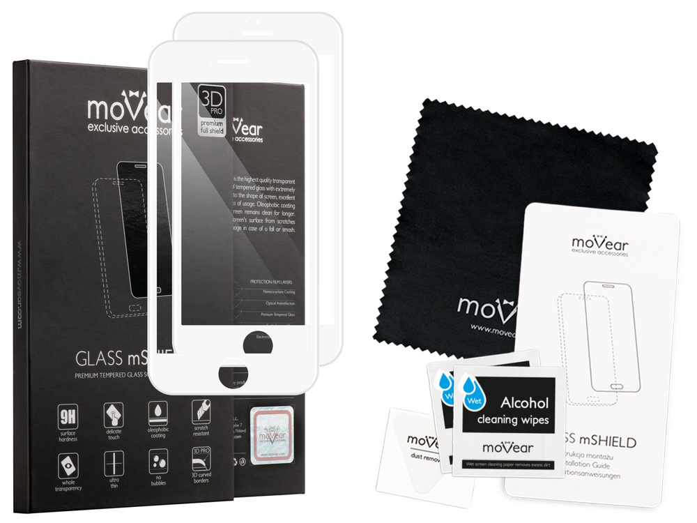 2 szt. | moVear GLASS mSHIELD 3D PRO do Apple iPhone 6 Plus / 6s Plus (5.5") (na cały ekran)