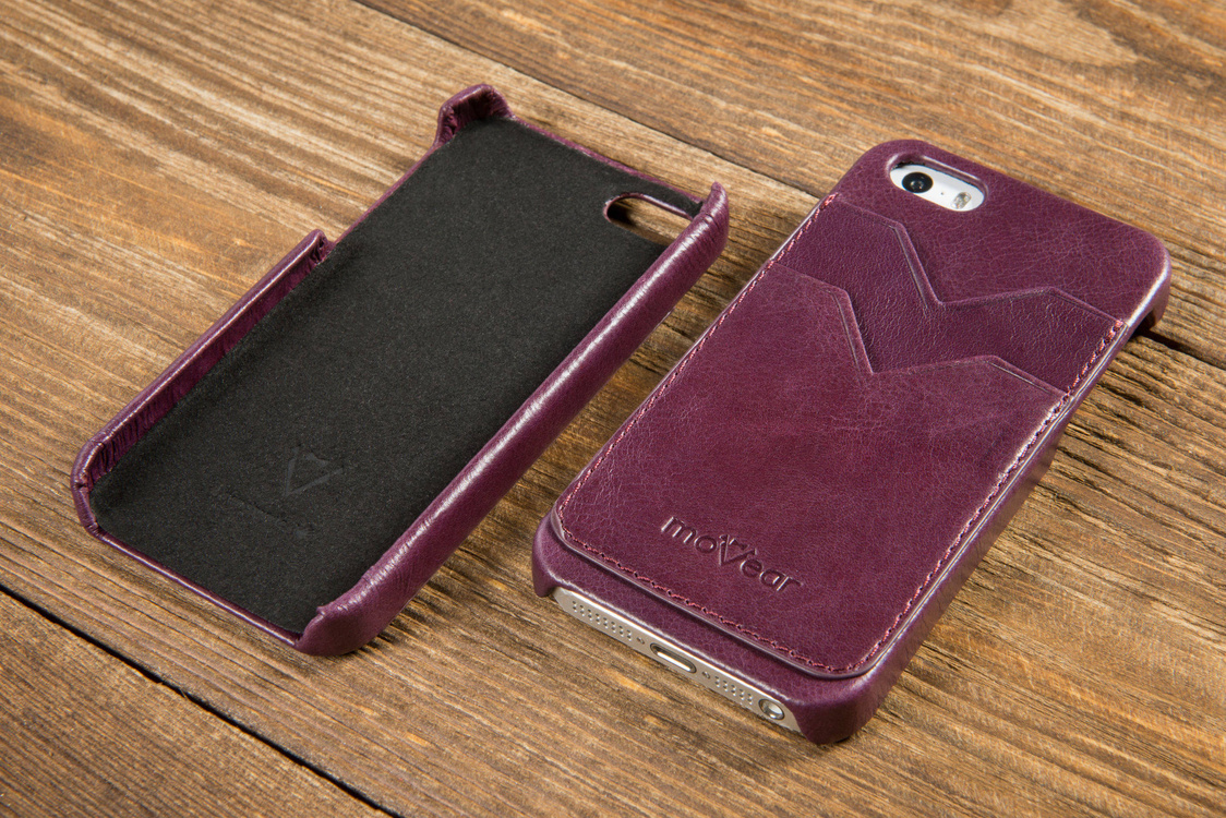 moVear backCover S+ Skórzane Etui Plecki do Apple iPhone SE / 5s / 5 | Skóra Vintage | Fioletowy