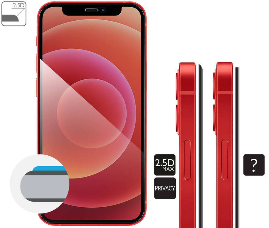 moVear GLASS mSHIELD 2.5D MAX privacy do Apple iPhone 12 Mini (5.4") (Prywatyzujące, kompatybilne z etui)