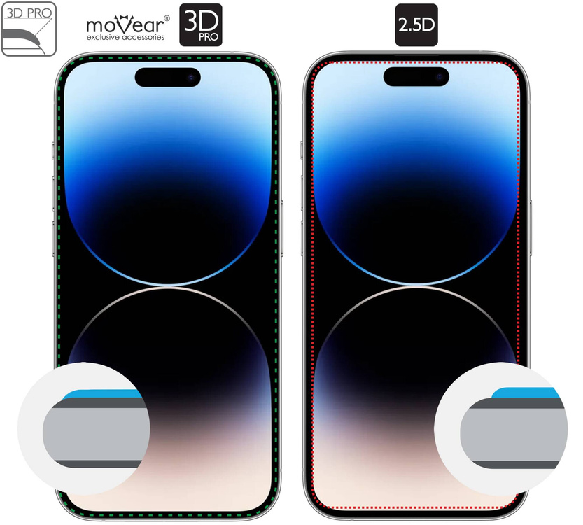 2 szt. | moVear mBOX GLASS mSHIELD 3D PRO do Apple iPhone 14 Pro Max (6.7") (łatwy montaż)