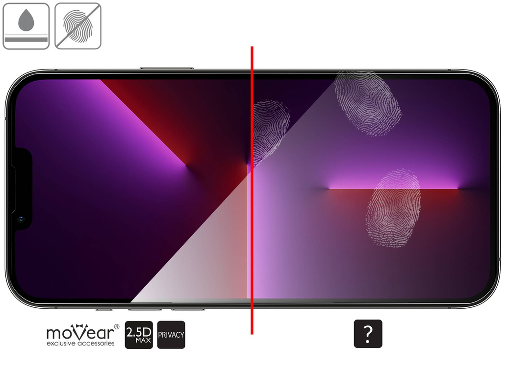 2 szt. | moVear mBOX GLASS mSHIELD 2.5D MAX privacy do Apple iPhone 14 Plus / 13 Pro Max (6.7") (Anty spy, z Aplikatorem)