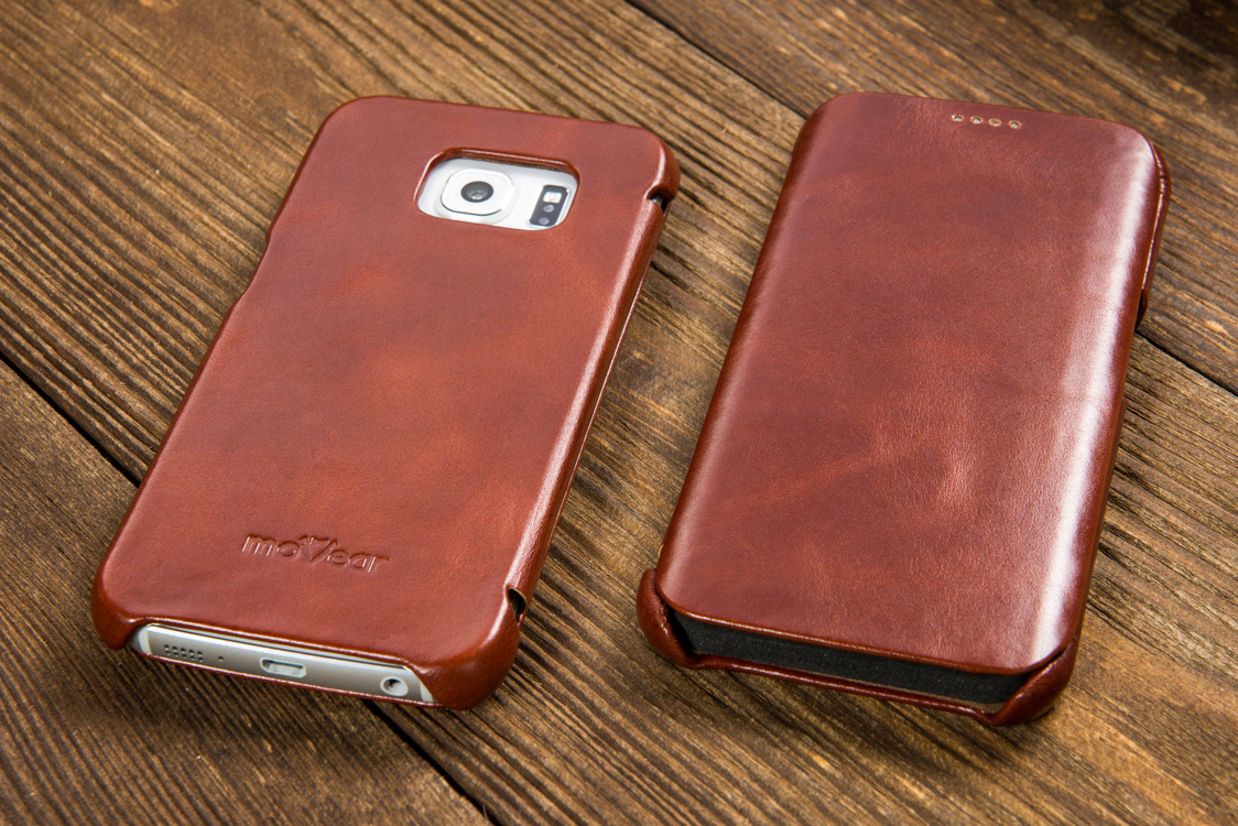 
                    moVear flipSide S Skórzane Etui do Samsung Galaxy S6 edge | Skóra Vintage | Brązowy