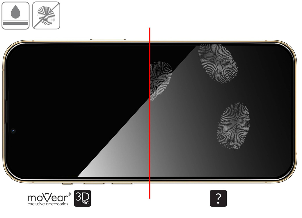moVear mBOX GLASS mSHIELD 3D PRO do Apple iPhone 16e / 14 / 13 / 13 Pro (6.1") (łatwy montaż)