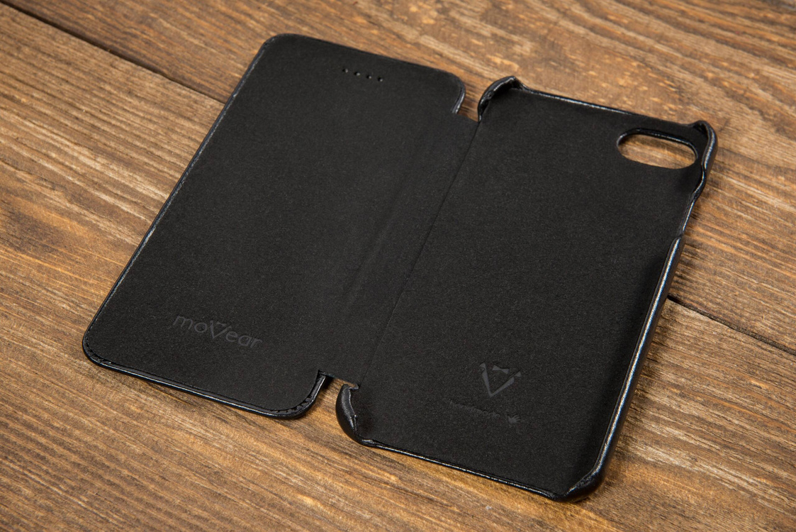 moVear flipSide S skórzane etui do Apple iPhone SE (2022 / 2020) / 8 / 7 (4.7") | Skóra naturalna vintage (Czarna)