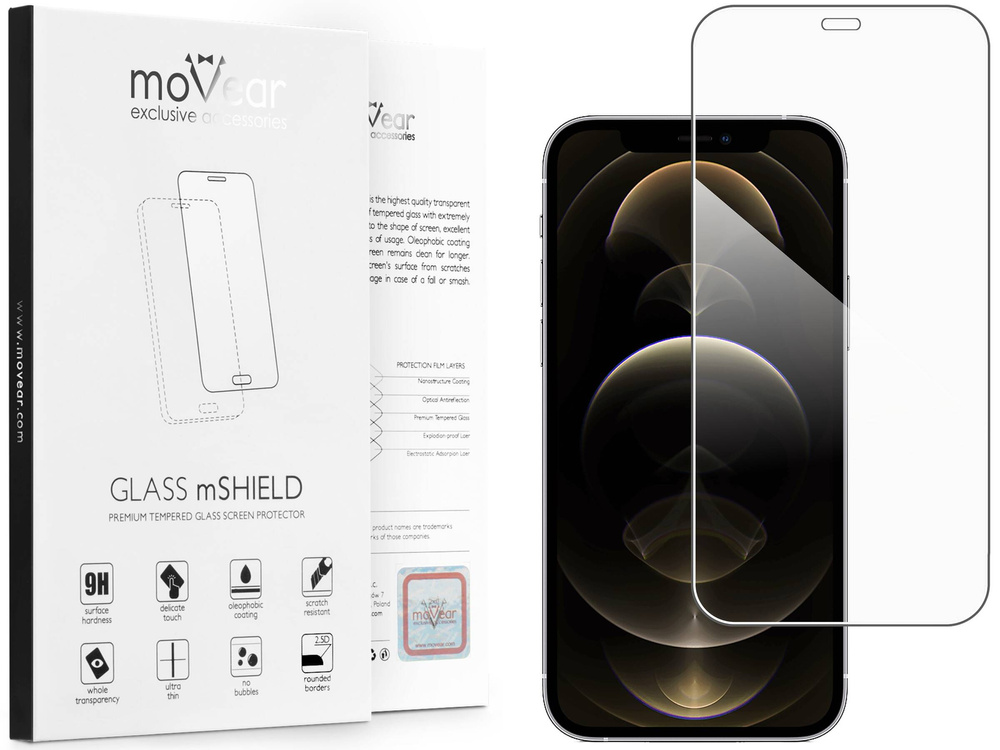 moVear GLASS mSHIELD 2.5D do Apple iPhone 12 Pro Max (6.7") (kompatybilne z etui)