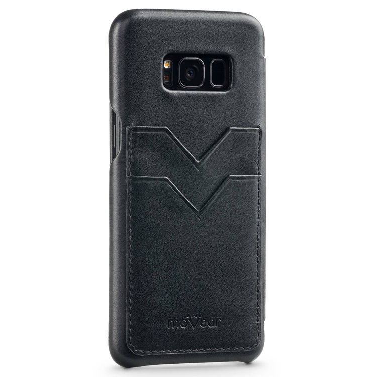 moVear flipSide S+ Skórzane Etui do Samsung Galaxy S8 | Skóra Gładka | Czarny