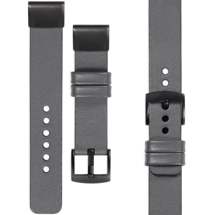 moVear Prestige S1 Skórzany pasek do Garmin QuickFit 26mm (Fenix / Epix / Quatix / Tactix / Enduro - 51mm) | Szary [rozmiary XS-XXL i klamra do wyboru]