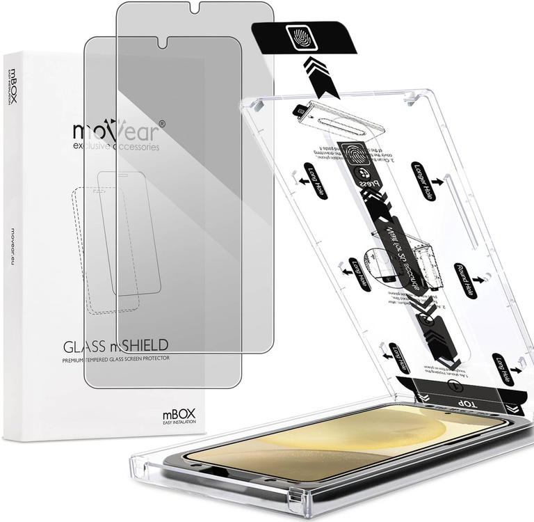 2 szt. | moVear mBOX GLASS mSHIELD 2.5D privacy do Samsung Galaxy S25+ / S24+ (Plus) (6.7") (Anty spy, z Aplikatorem)