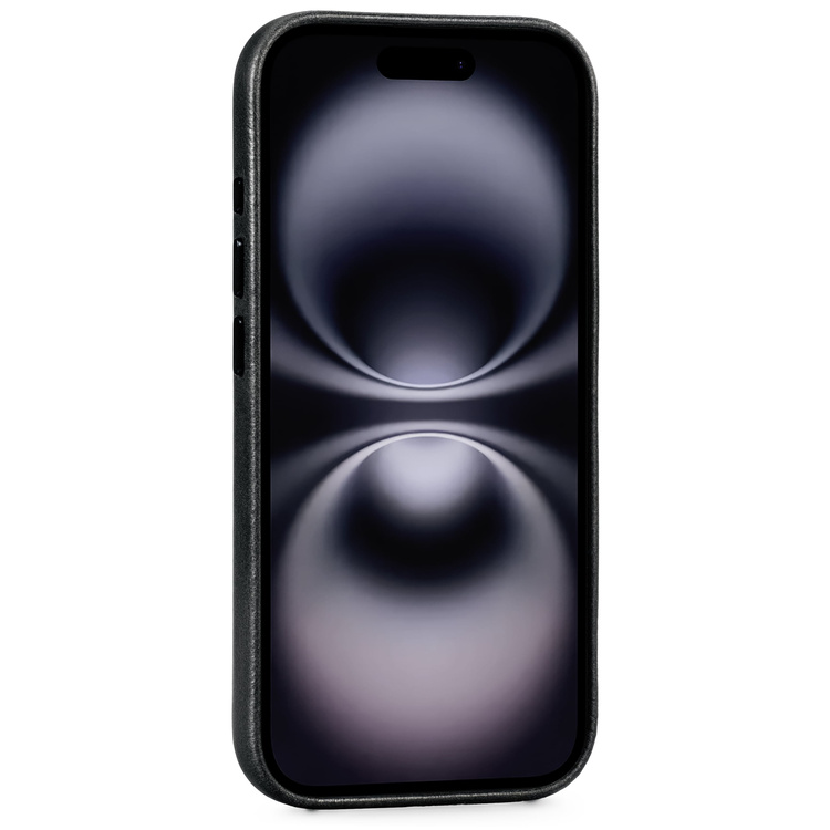 moVear backCover 4S Skórzane plecki do Apple iPhone 16 (6.1") | kompatybilne z MagSafe, Skóra naturalna olejowana (Czarna)