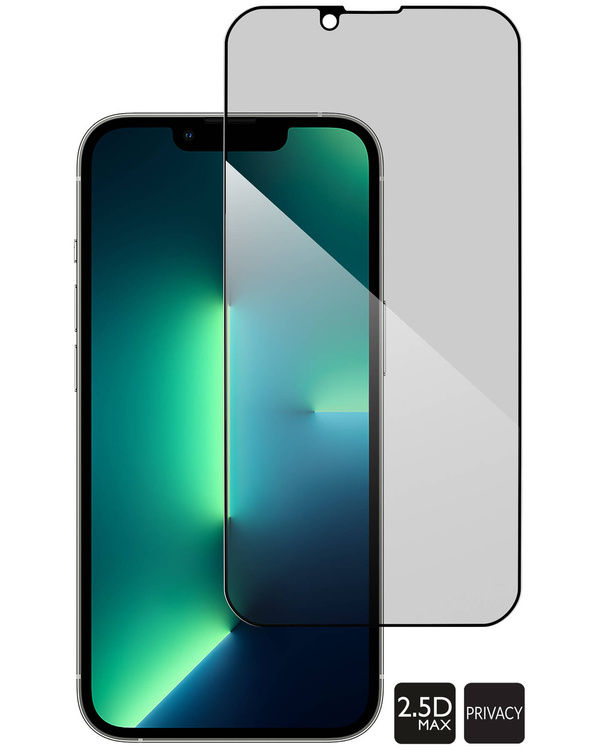 moVear GLASS mSHIELD 2.5D MAX privacy do Apple iPhone 16e / 14 / 13 / 13 Pro (6.1") (Prywatyzujące, kompatybilne z etui)