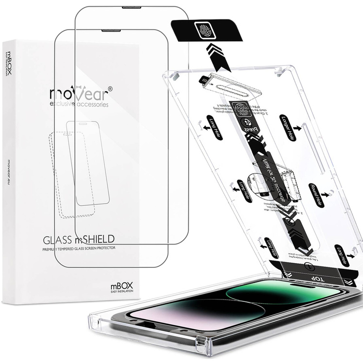 2 szt. | moVear mBOX GLASS mSHIELD 2.5D do Apple iPhone 14 Pro (6.1") (łatwy montaż)