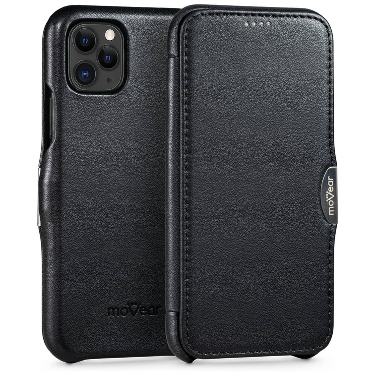 moVear flipSide C skórzane etui do Apple iPhone 11 Pro (5.8") | Skóra naturalna gładka (Czarna)