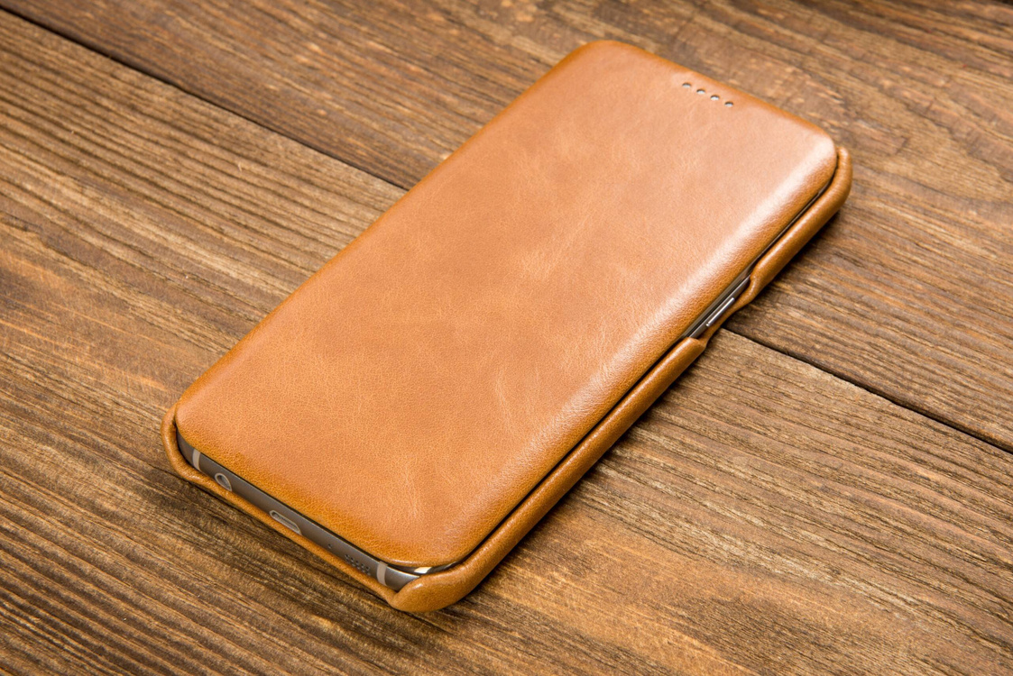 moVear flipSide S skórzane etui do Samsung Galaxy S7 edge (5.5") | Skóra naturalna vintage (Jasnobrązowa)