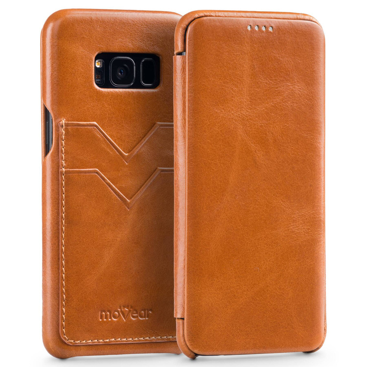 moVear flipSide S+ Skórzane Etui do Samsung Galaxy S8 | Skóra Vintage | Jasnobrązowy