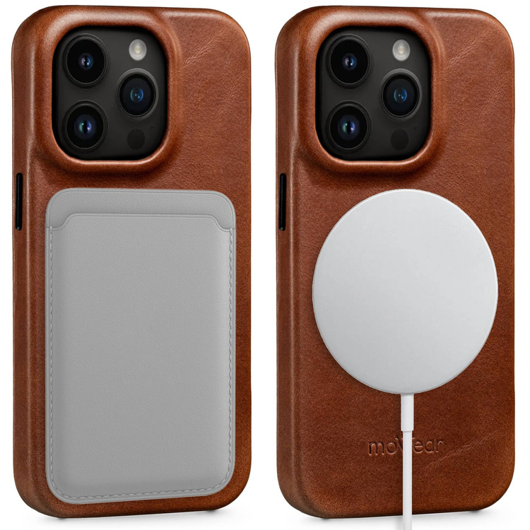 moVear flipSide 4S skórzane etui do Apple iPhone 14 Pro Max (6.7") | Skóra naturalna olejowana (Ciemnobrązowa)