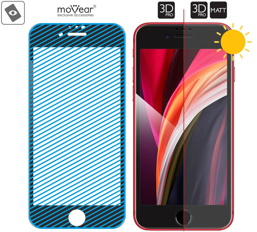 moVear GLASS mSHIELD 3D PRO MATT do Apple iPhone SE (2022 / 2020) / 8 / 7 (4.7") | (Antyrefleksyjne)