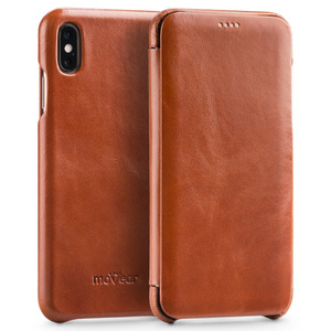 moVear flipSide S skórzane etui do Apple iPhone Xs MAX (6.5") | Skóra naturalna vintage (Brązowa)