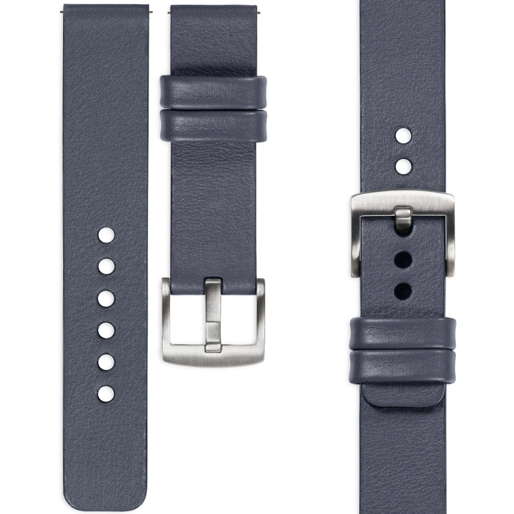 moVear Prestige S1 Skórzany pasek 22mm do Xiaomi Watch S1 / Mi Watch / Amzfit | Szary stalowy [rozmiary XS-XXL i klamra do wyboru]