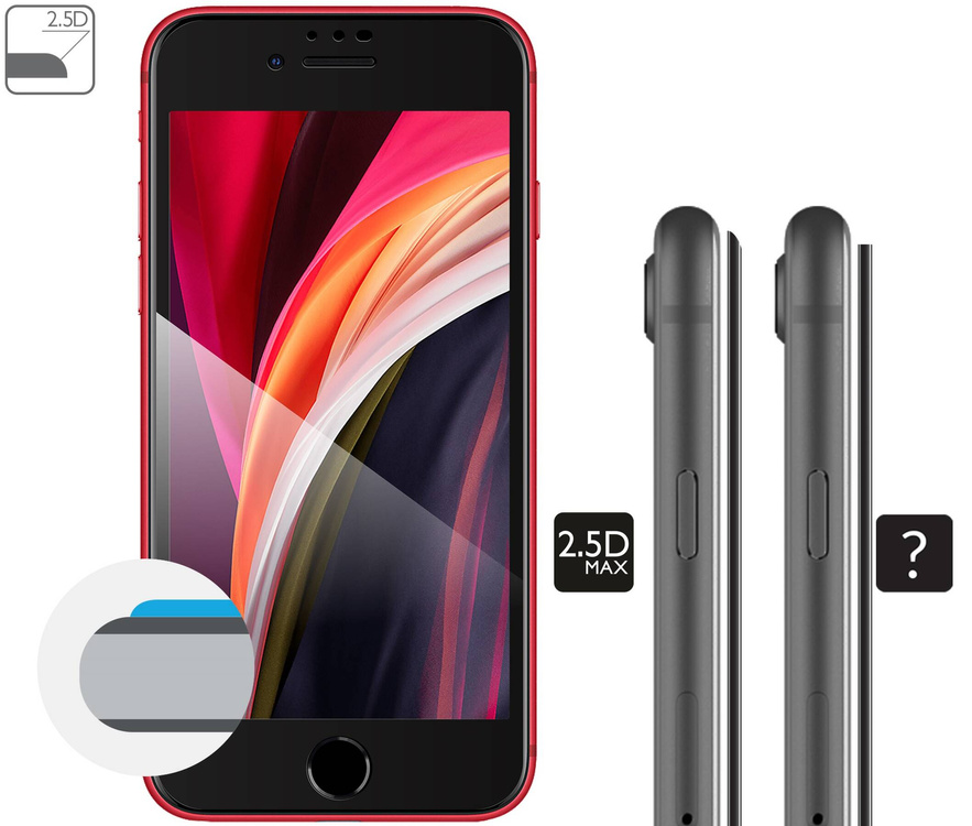2 szt. | moVear GLASS mSHIELD 2.5D MAX do Apple iPhone SE (2022 / 2020) / 8 / 7 (4.7") (kompatybilne z etui)