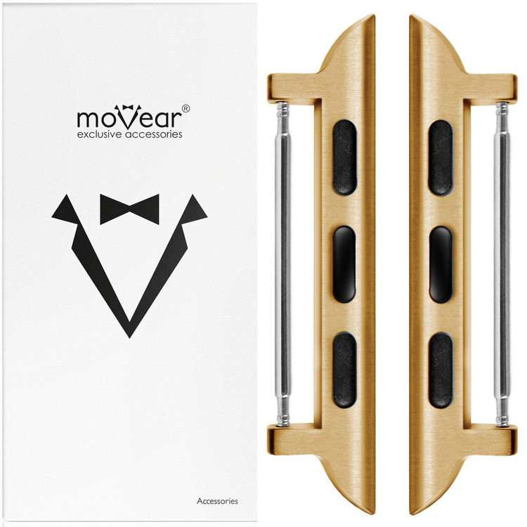 moVear | Adapter paska 22mm do Apple Watch 9/8/7/6/SE/5/4/3/2/1 (41/40/38mm) | Złoty Stal nierdzewna +PVD