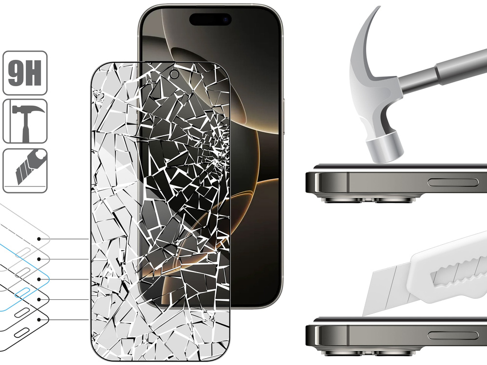 moVear mBOX GLASS mSHIELD 2.5D MAX privacy do Apple iPhone 17 Pro / 17 / 16 Pro (6.3") (Anty spy, z Aplikatorem)