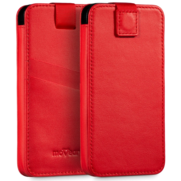 moVear pocketCase C+ skórzana wsuwka do Samsung rozmiar L (ok 160 x 79 x 8mm) | Skóra naturalna nappa (Czerwona)