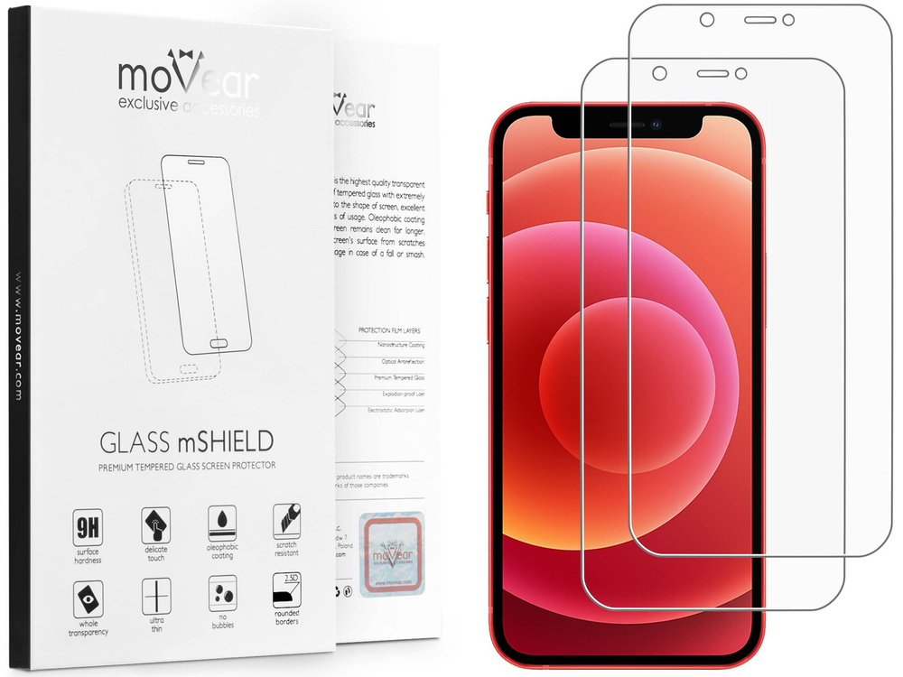 2 szt. | moVear GLASS mSHIELD 2.5D MATT do Apple iPhone 12 Mini (5.4") (Antyrefleksyjne, kompatybilne z etui)
