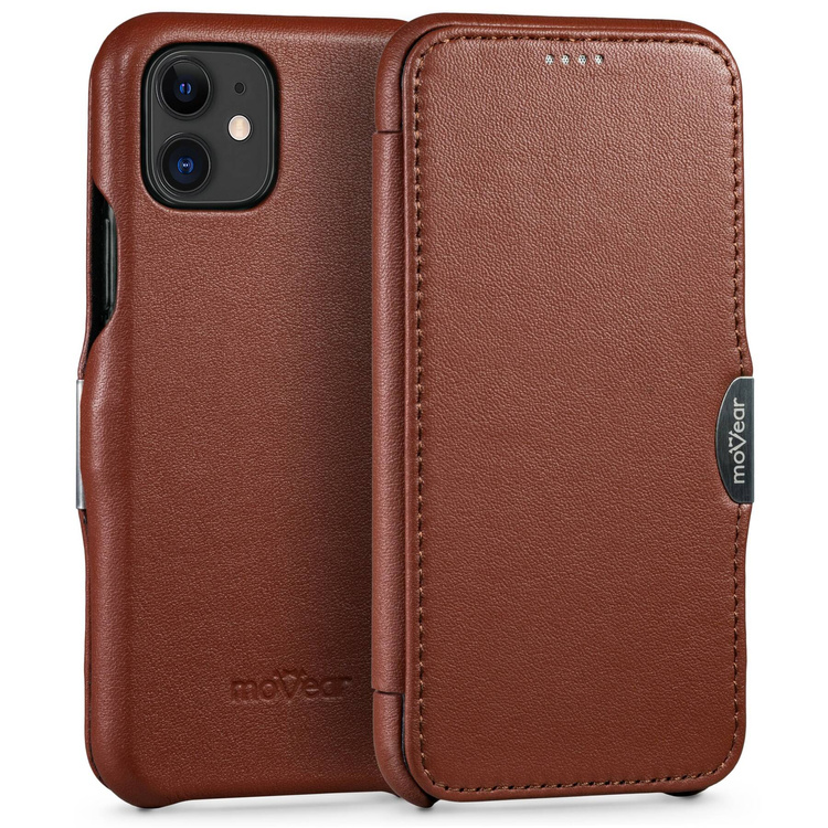 moVear flipSide C skórzane etui do Apple iPhone 11 (6.1") | Skóra naturalna nappa (Brązowa)