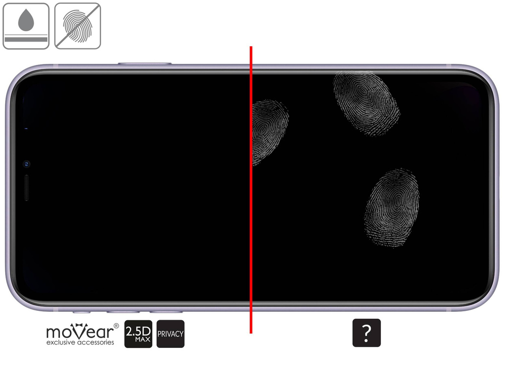 moVear GLASS mSHIELD 2.5D MAX privacy do Apple iPhone 11 / Xr (6.1") (Prywatyzujące, kompatybilne z etui)