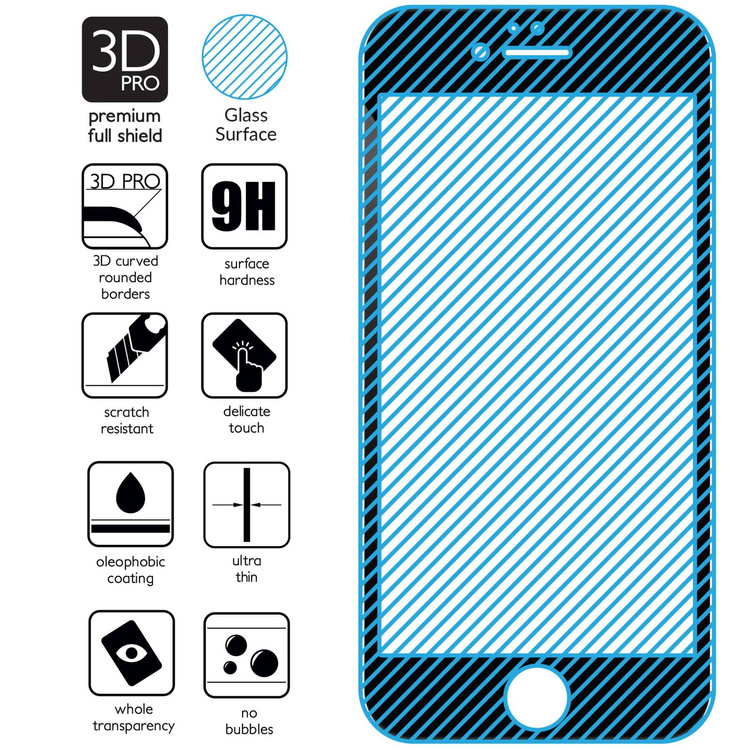 2 szt. | moVear GLASS mSHIELD 3D PRO do Apple iPhone 6 Plus / 6s Plus (5.5") (na cały ekran)