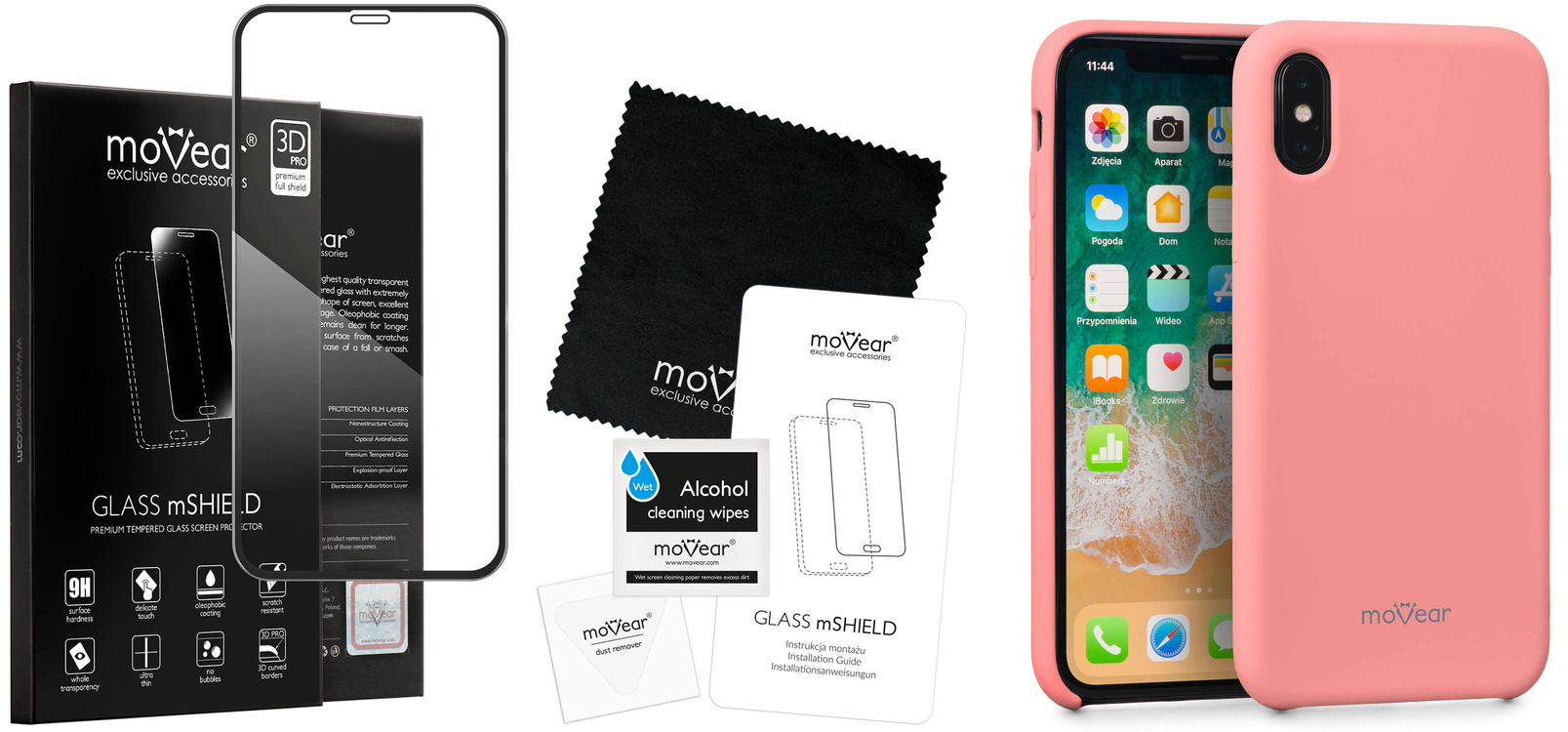 moVear silkyCase Etui + Szkło 3D PRO na Apple iPhone XR