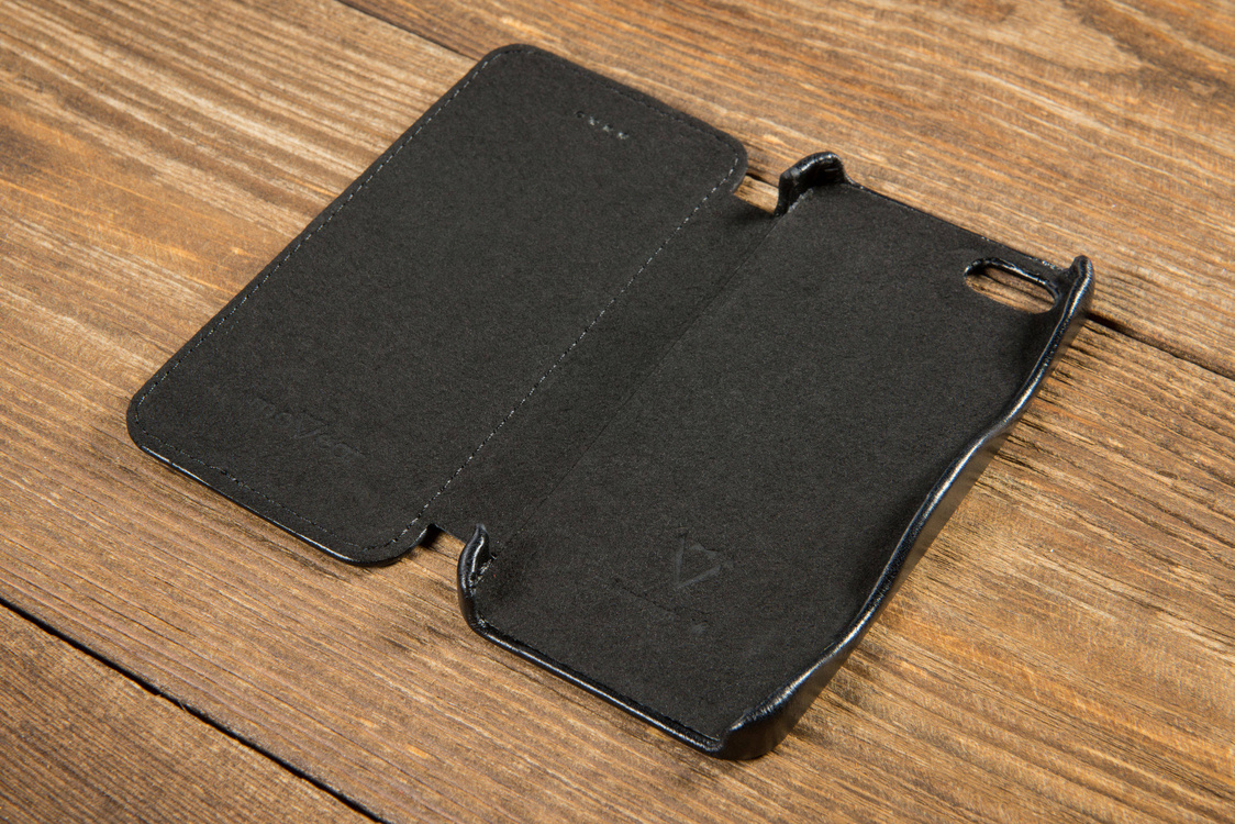 moVear flipSide C Skórzane Etui do Apple iPhone SE / 5s / 5 | Skóra Vintage | Czarny